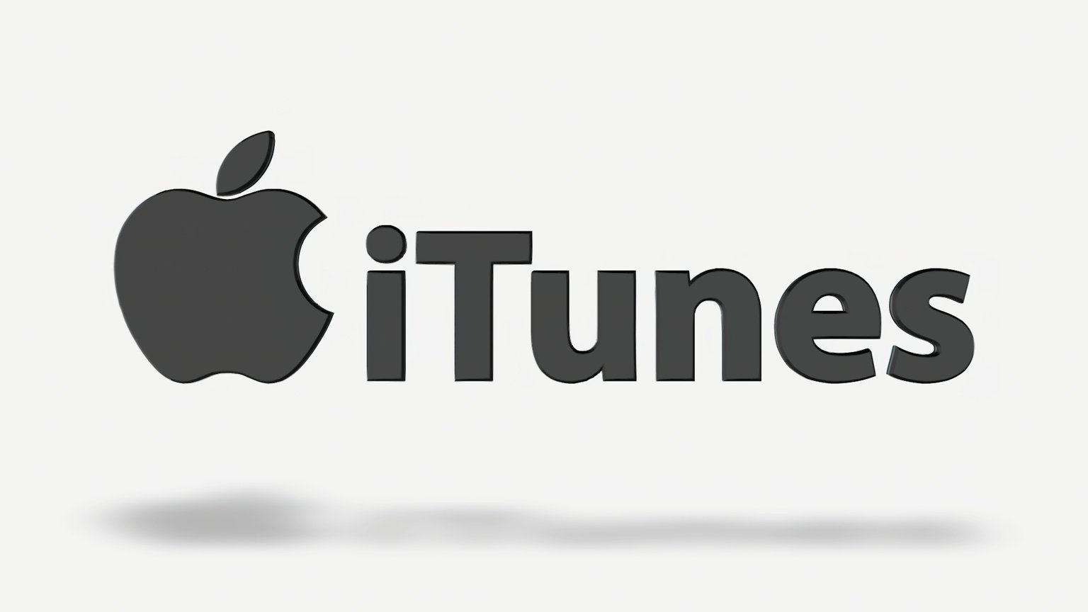 ITunes Inscription and Apple Icon on White Background. Grey Letters Gather and Grow, Apple Music Application Name. Editorial Use Only